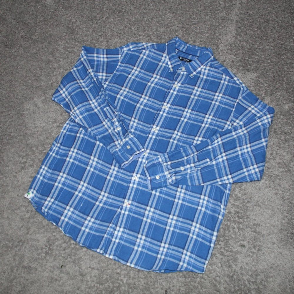Daniel Cremieux Blue/White Casual Button Down Long Sleeve Shirt Size XL